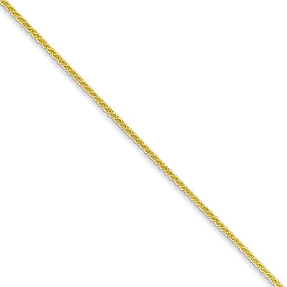 1mm 10k Yellow Gold Solid Wheat Chain Necklace, 20 Inch - Picture 1 of 8